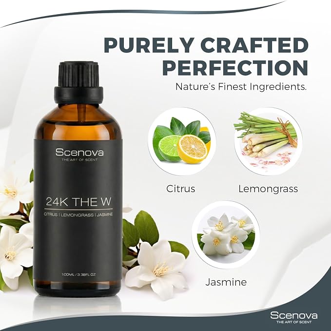 24k The W Diffuser Oil, Inspired by The W Hotel. IFRA Certified Max Concentration, 100ml 3.3 Fl. Oz.Aromatherapy. Citrius, Floral, Jasmine. Non GMO, Kid and Pet Safe.