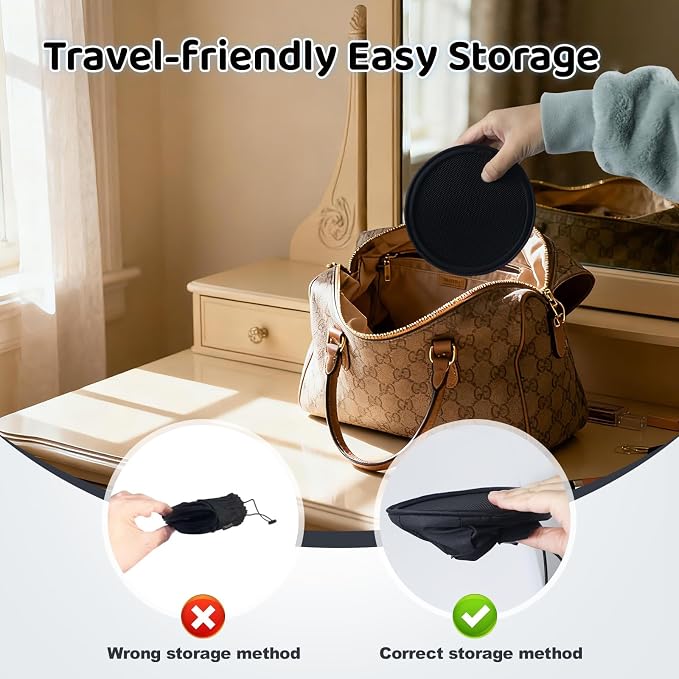 Travel Essential Hair Diffuser, Ultra-Portable Foldable Design, Elastic Universal Connector Fits 99% of Salon & Hotel Hair Dryers, Space-Saving Blow Dryer Attachment for Curls on the Go