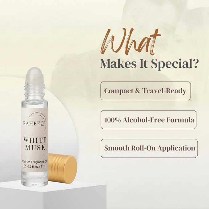 White Musk Perfume Oil Roll-On – Long Lasting Pure White Musk Fragrance, Concentrated Alcohol Free Arabic Attar, Premium Unisex Fragrance, 6 ml (0.2 fl oz)