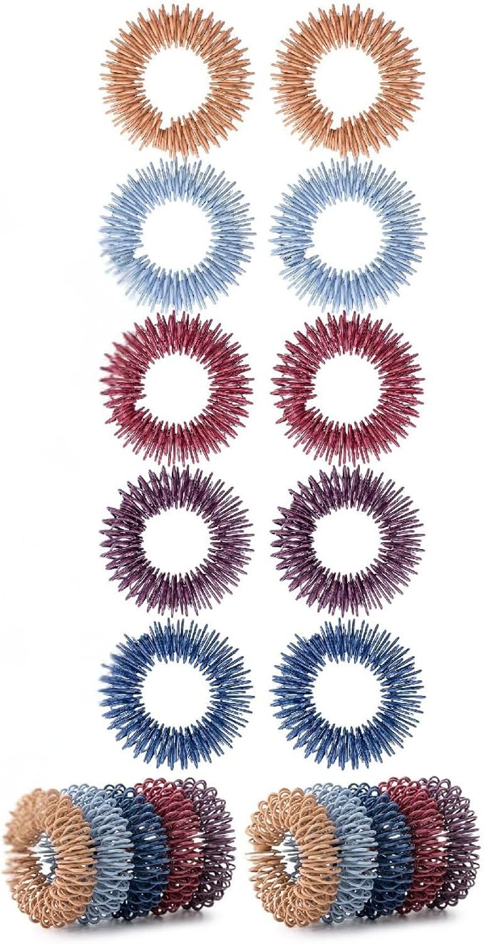 Mr. Pen- Spiky Sensory Rings, 10 Pack, Vintage Colors | Stress Relief Fidget Sensory Toys, Fidget Ring for Anxiety, Massager, Individuals with BFRB, ADHD and Attention Disorder
