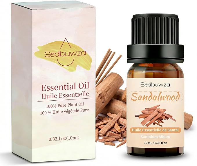 Sedbuwza Sandalwood Essential Oil, Pure Organic Sandalwood Fragrance Oil for Diffuser, Humidifier, Soap, Candle, Perfume