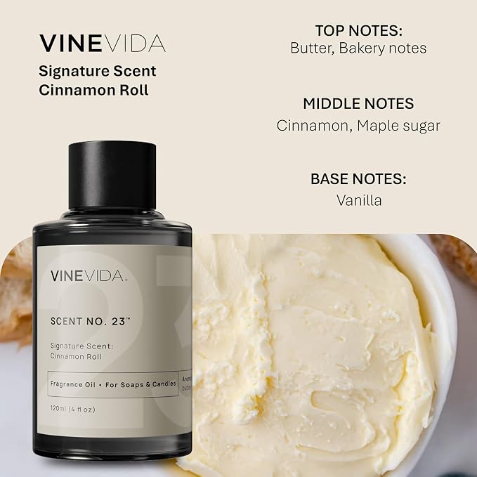 VINEVIDA [4oz] Cinnamon Roll Fragrance Oil for Candle Making and Soap Making - Premium Candle Scents for Soy Candles