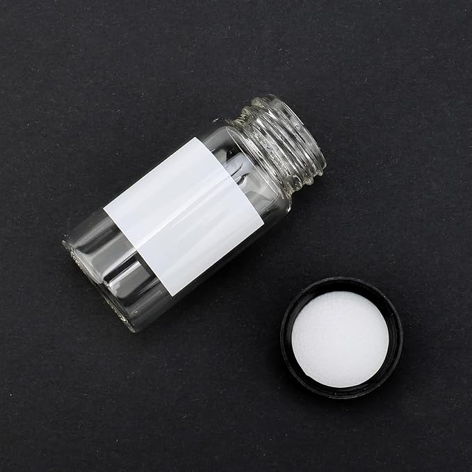 Kesell 40-Pack 20ml (0.68oz, 5.4dram) Clear Glass Vials with Labels - Borosilicate Glass Sample Bottles for Samples - Essential Oil Storage Containers, Leak Proof Refillable Empty Bottles