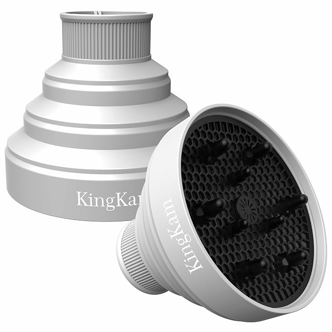Collapsible Silicone Hair Dryer Diffuser - Travel and Easy Storage - Fit Most Hair Dryers with Nozzle Diameter D-1.575Inch to 1.968 Inch (4-5cm) - Gray