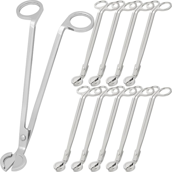Airy Abode Candle Wick Trimmer 10 Pack, 7 Inch Stainless Steel Wick Cutters for Candles, Bulk Candle Trimmers for Cleaner Burn and Less Soot, Silver