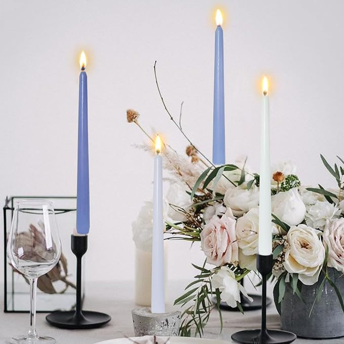 Candlesticks Long Taper Candle,Sea Salt Scented 10 Inches Gradient Blue Candle Sticks Smokeless Tapered Candles for Home Décor Holiday Gifts