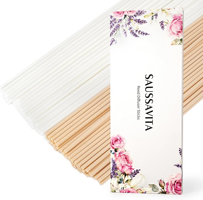 11 inch Diffuser Sticks 100 Pack, Diffuser Reeds Sticks Refill for Home and Bathroom, Diffuser Reeds Sticks for Scented Diffuser Nude&White