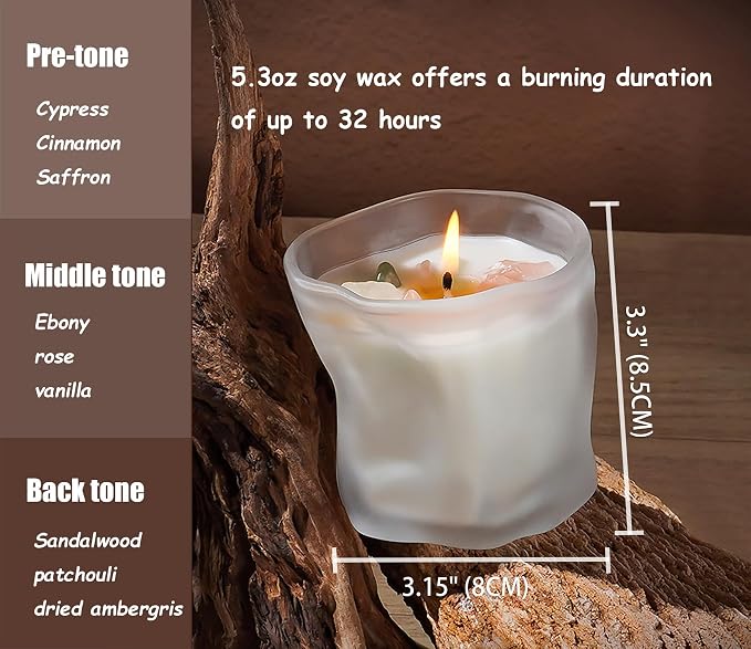 Scented Soy Candles with Crystals Inside Aromatherapy Candle for Women Positivity Energy Gift Mothers Days Birthday White