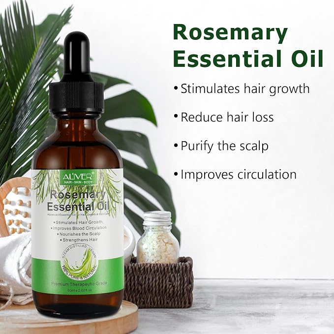 NIFEISHI Rosemary Oil for Hair Growth, 100% Pure Organic Rosemary Oil for Eyebrow and Eyelash, Nourishes The Scalp, Improves Blood Circulation,Rid of Itchy & Dry Scalp, Hair Care Oil 60ml