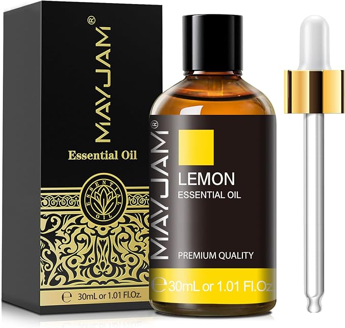 Lemon Essential Oil 30ML/1.01FL.OZ, MAYJAM Premium Lemon Oil Essential Oils with Glass Dropper, Great for Aromatherapy Diffuser and Candle Soap Making