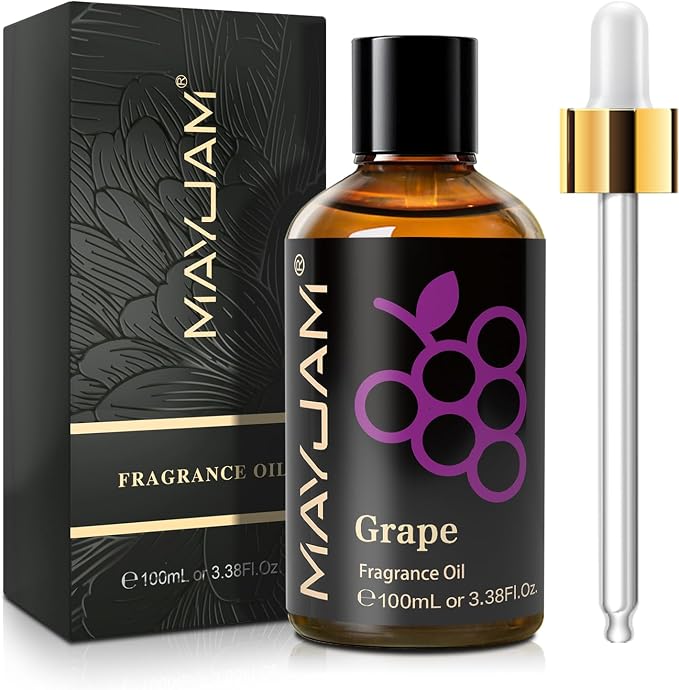 MAYJAM 100ML/3.38FL.OZ Grape Fragrance Oils with Glass Dropper, Essential Oils for Diffusers for Home, Long Lasting Scented Oils for Diffusers Soap Candle Making