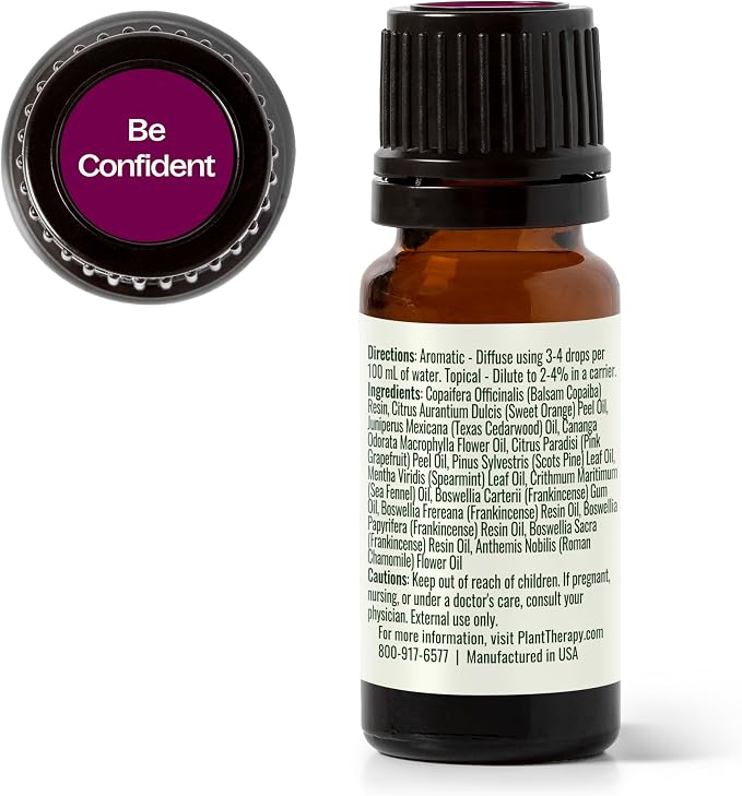 Plant Therapy Be Confident Essential Oil Blend 10 mL (1/3 oz) 100% Pure Essential Oils, Undiluted, Great for Diffusing or DIYs, Boost Confidence