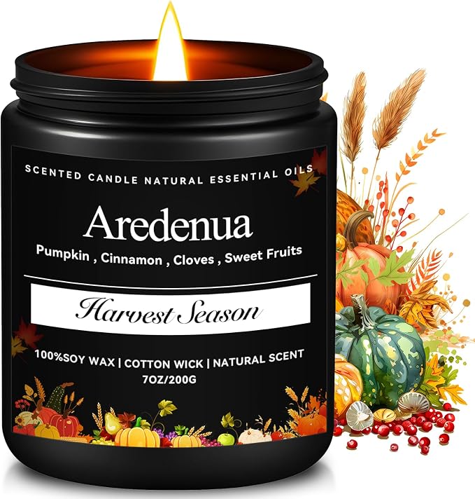 Harvest Season Candle – Warm Holiday & Winter Cozy Aroma, Hand-Poured Soy Candle for Christmas Home Décor & Cozy Seasonal Gifting