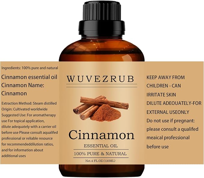 Cinnamon Essential Oils 120ML, 100% Pure and Natural Essential Oil for Aromatherapy Diffuser - 4 Fl Oz/Cinnamon