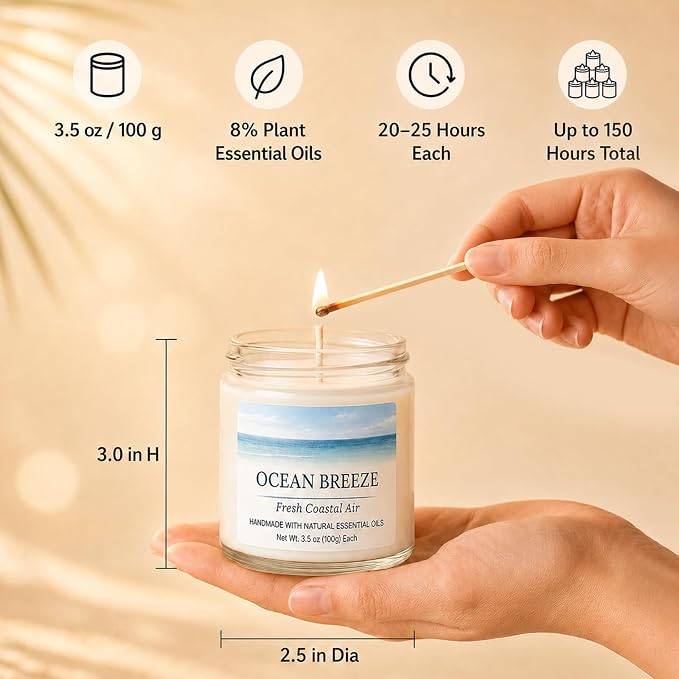 Spring & Summer Scented Candles Set, 6 Pack Soy Candles for Home, 21 oz Aromatherapy Candle Gift Set for Women, Mom, Birthday & Housewarming Gifts, Eucalyptus Mint & Vanilla Coconut
