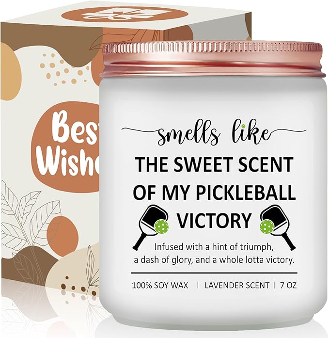 Pickleball Gifts for Women, Men - Pickle Ball Accessories - Cool Funny Sports Gifts for Pickleball Players, Lovers - Lavender Scented Candle