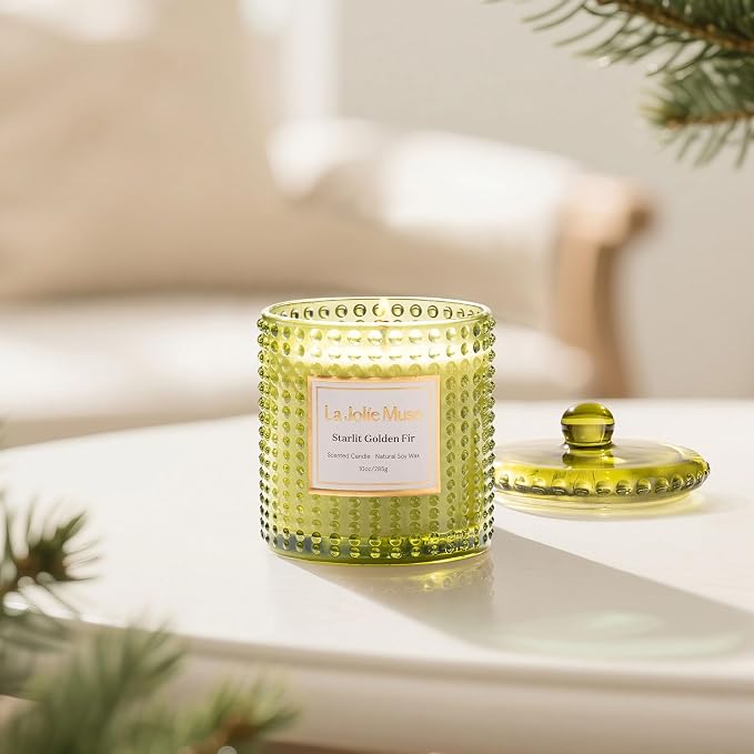 LA JOLIE MUSE Starlit Fir Pine Scented Candle for Home | Balsam & Cedarwood | Christmas Winter Holiday | Non Toxic Natural Soy | Green Jar Candle | Luxury Gifts for Women & Men | 55 Hrs