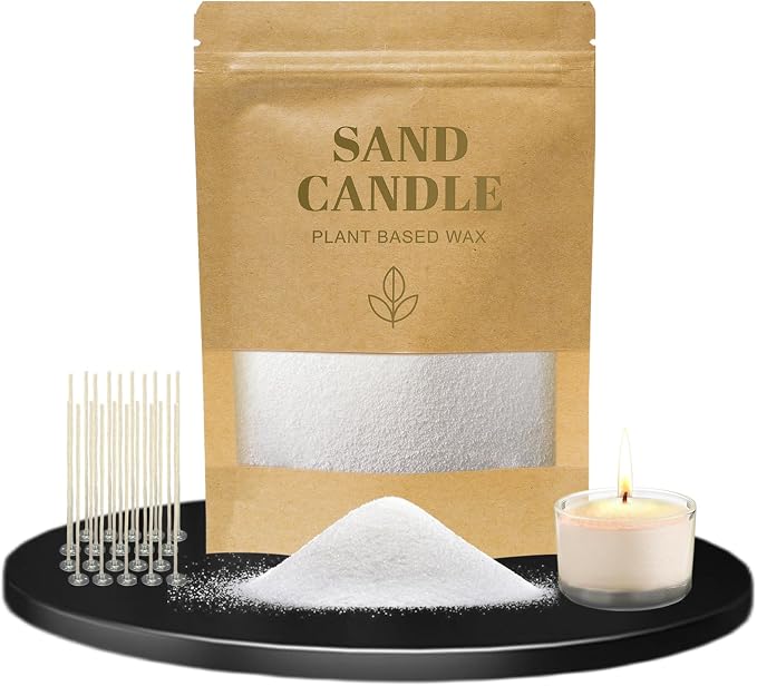 Scented Candle Sand – Sandalwood Bamboo Bloom | 17.6oz Plant Wax Granules with 20 Candle Wicks | Elegant Botanical Scent, Clean-Burn, Tranquil & Sophisticated Atmosphere