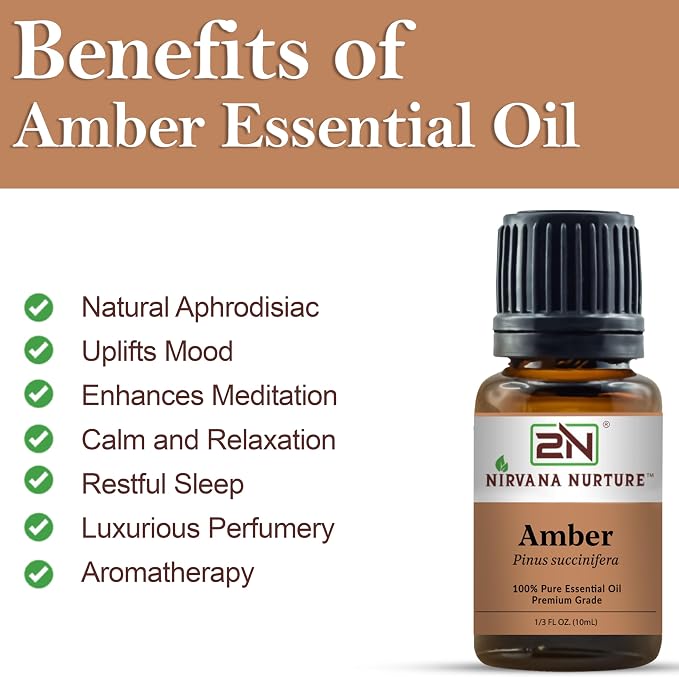 Amber Essential Oil,100% Pure Undiluted, Aromatherapy Oil for Diffuser, Hair & Skin Care