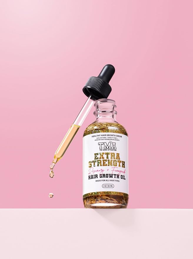The Mane Attraction Extra-Strength Herbal Hair Growth Oil, Rosemary & Fenugreek Blend, Castor & Vitamin E Infusion, Scalp-Nourishing for All Hair Types, 2 Fl Oz