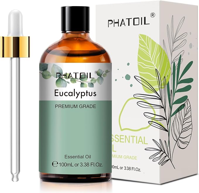 PHATOIL Pure Eucalyptus Essential Oil, 100% Pure Therapeutic Grade Premium Oil for Hair Care, Skin, Aromatherapy 3.38Fl Oz