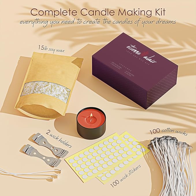 Etienne Alair Organic Soy Candle Wax for Candle Making, 15 lbs Natural Candles Making Supplies, Beeswax-Free, Paraffin-Free, Pure Soy Wax Flakes Perfect for Candles, Tealights and Melts