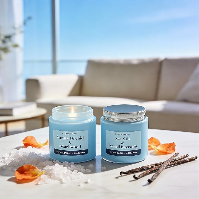 Summer Scented Candles Gifts for Women, Soy Candle Gift Set, 2 Pack Fresh Summer Aromatherapy Candles for Relaxing & Home Decor