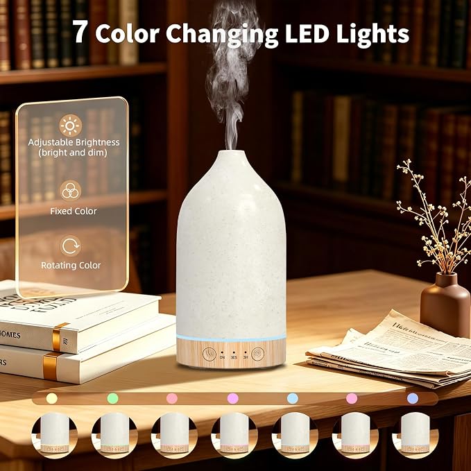 SPLITSKY 150ML Essential Oil Diffuser,Ultrasonic Aromatherapy Diffusers for Home with Remote Control,7 Color LED Lights,3 Timers,7 Hours Quiet,with 2 Mist Modes,Waterless Auto Off,for Bedroom, Home