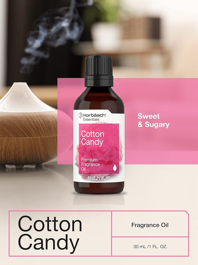 Horbäach Cotton Candy Fragrance Oil | 1 fl oz (30ml) | Premium Grade | for Diffusers, Candle and Soap Making, Aroma Spray, DIY Projects & More