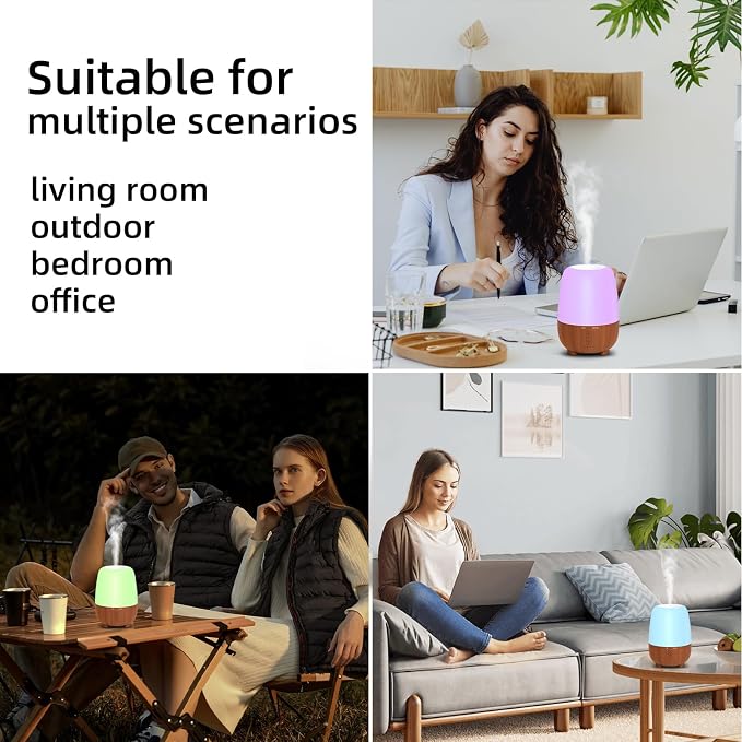 SPLITSKY Rechargeable Battery Essential Oil Diffuser 150ML, Portable Cordless Aromatherapy Diffuser, 7-Color LED Light, 7 Hours Run Time, Quiet Design, Safe Auto Shut-Off, for Office, Home, Outdoor