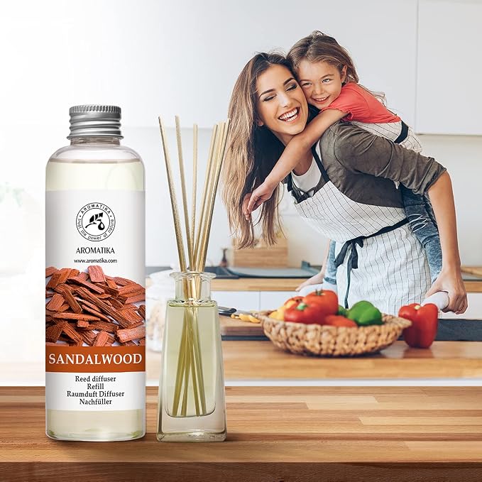 Reed Diffuser Refill Sandalwood 6.8 Fl Oz - 200ml - Room Diffuser Refill - Home Fragrance - Scented Diffuser - Fresh Fragrance - Aromatherapy - Air freshener - Fresh and Long Lasting Fragrance