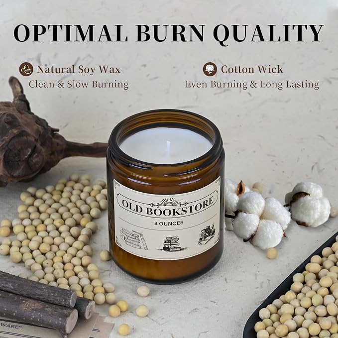 Old Bookstore Candle,Book Lovers Gifts,8 oz 40 Hours Burn Soy Wax Candle Gift for Readers Birthday Gifts for Book Lovers,Librarian