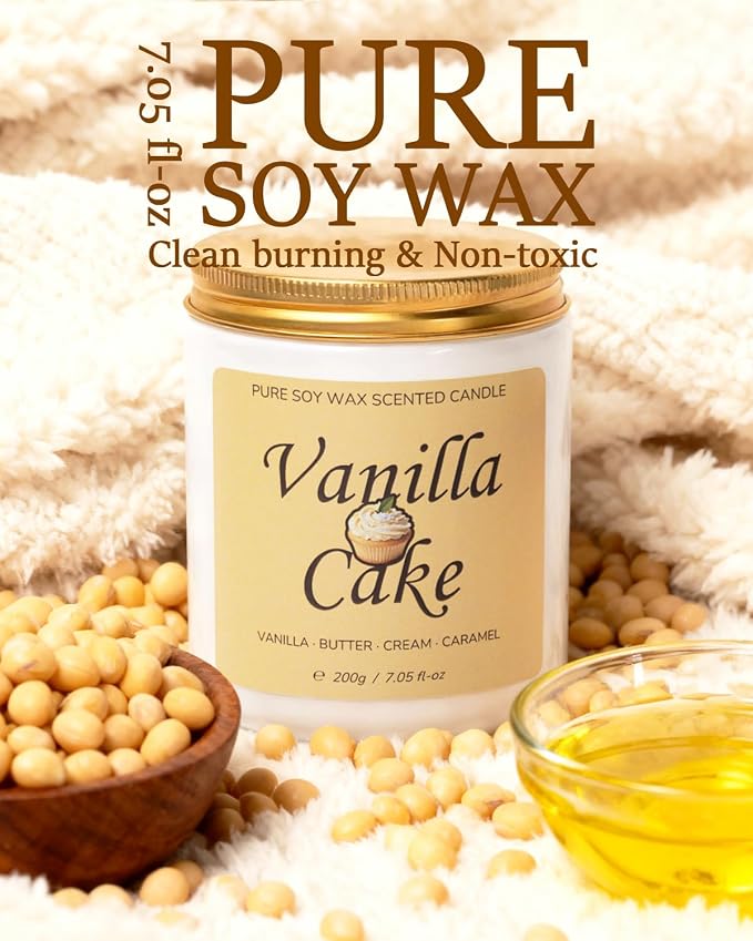 Aroma Gift for Women, Scented Candle for Home, Vanilla Cake 7.05 oz Soy Wax 40 Hour Burn Time, Long Lasting Jar Candle, Gifts for Christmas, Halloween, Mother's Day, Aromatherapy Candle