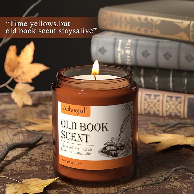 Scented Candles Gifts for Book Lovers, Soy Wax Candles,Fall Candle Inspired Gift Ideas for Readers,Women, Bookworm, Librarian, Men, Friend, 8 oz