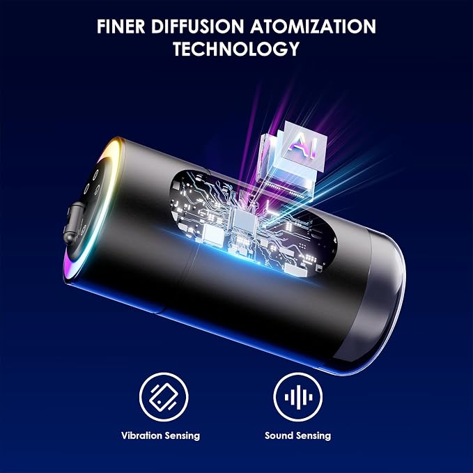 Smart Car Air Freshener Diffuser - 160ml Lasts Up to 6 Months, Leakproof Auto On/Off Vibration Sensor, 3 Adjustable Mist Modes, Star Lights & Sound-Sync RGB - Car Accessories Gifts for Men (Cologne)