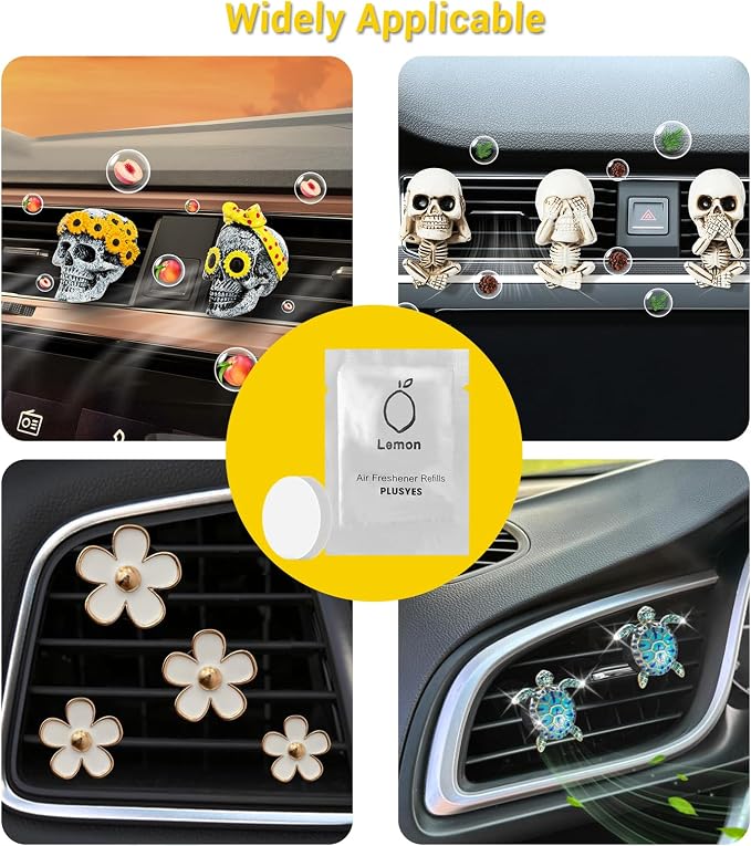 10 Pack Car Air Vent Clip Freshener Refills Solid Fragrance - 5 Scents Replacement Pads Car Fresheners Long Lasting - Variety Scent Refill - Cedarwood, Lemon, Ocean, Peach, Lavender