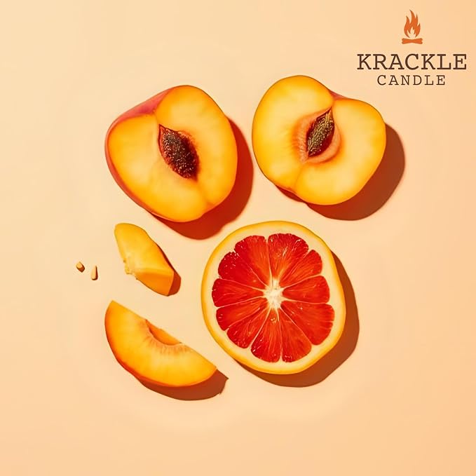 Krackle Candle | Spring Break | 16 oz Scented Candle with Natural Crackling Wooden Wick | Poured in the USA | Nectarine, Apricot & Blood Orange Fragrance