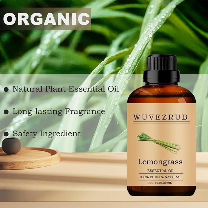 Lemongrass Essential Oil, 120ML Pure and Natural for Aromatherapy Diffuser - 4 Fl Oz