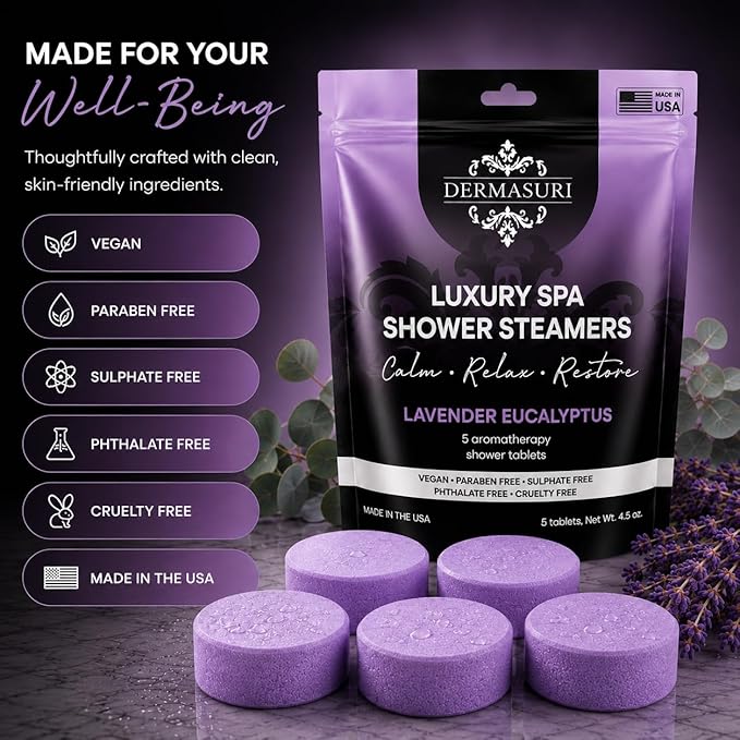 Shower Steamers Aromatherapy, Essential Oil Pods Infused for Relaxation, Shower Pods Aromatherapy - Calming, Stress Relief & Self Care Gifts for Women - Lavender Eucalyptus