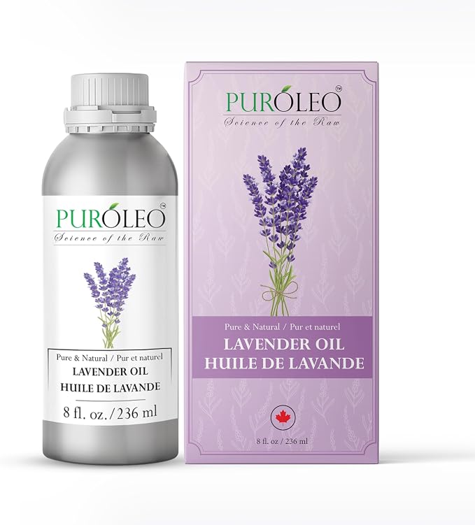 PUROLEO Lavender Essential Oil 8 Fl Oz/236 ML (Packed in Canada) 100% Pure Natural Undiluted for Aromatherapy, Aromatherapy Oil for Sleep, Relaxation Bulgaria France Oil Diffuser