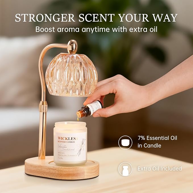 Vanilla Sandalwood Wickless Candle for Candle Warmer Lamp with 10ml Essential Oil for Custom Aroma, Flameless Non-Toxic Soy Scented Candle for Home, Monter's Day or Birthday Gifts for Women & Men