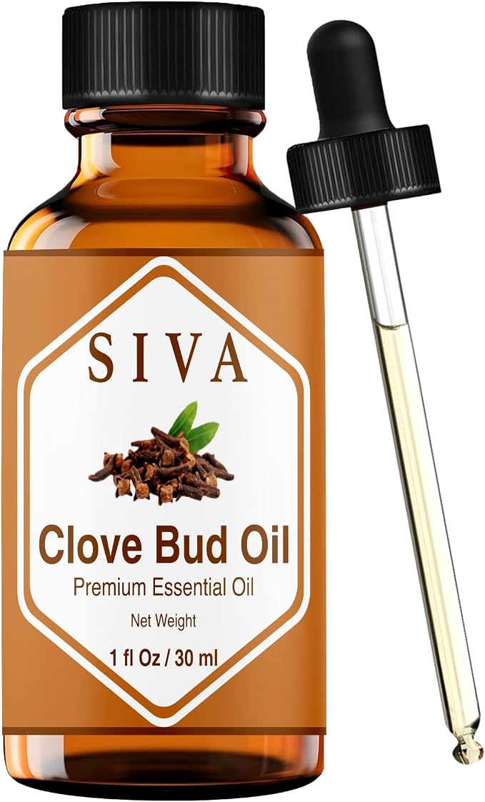 Siva Clove Bud Essential Oil 1 Fl Oz – for Diffuser, Skin & Hair Care – Ideal for Aromatherapy, Massage & DIY Blends- with Dropper