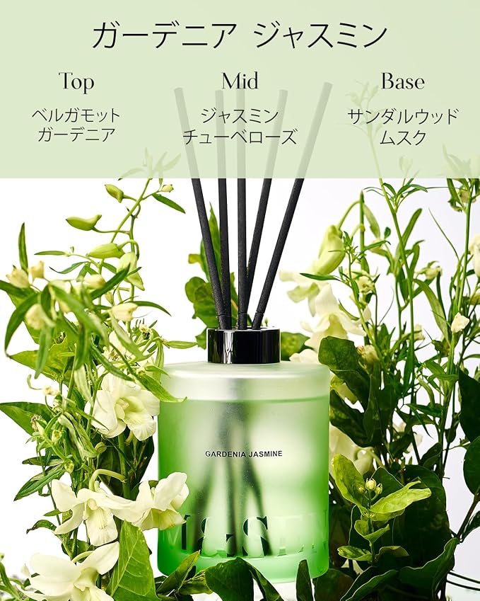 M&SENSE Gardenia Jasmine Reed Diffuser Set - 16.9 fl oz Large Room Scented Diffuser with Sticks, Long-Lasting Non-Toxic Home Fragrance Gift for Bedroom, Bathroom & Office