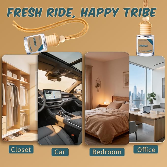 RAINBOW ABBY Car Air Freshener Hanging, Cabana Fragrance Oil