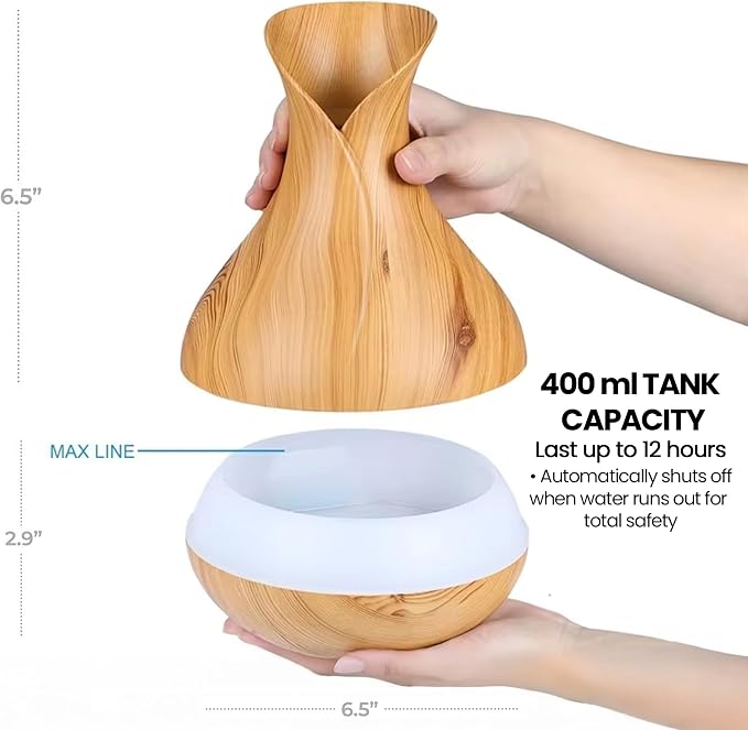 Sierra Modern Home Smart WiFi Humidifier - Aromatherapy Essential Oil Diffusers with App Control & Voice Control - Works with Alexa & Google Home - 400ml Ultrasonic Diffuser & Humidifier - Light Brown