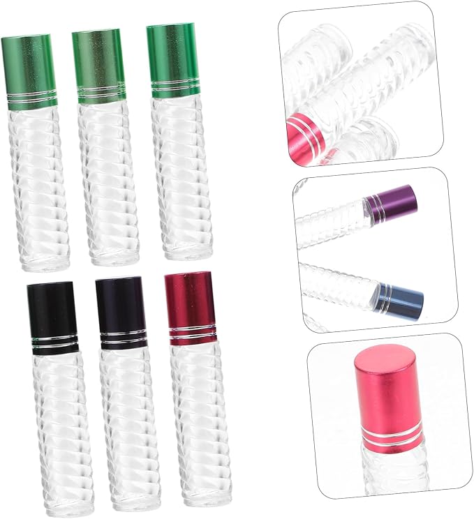 NOLITOY 12pcs 5ml Roll-on Bottles Refillable Glass Essential Oil Bottles Mini Perfume Kit Portable for Travel and Aromatherapy Random Color