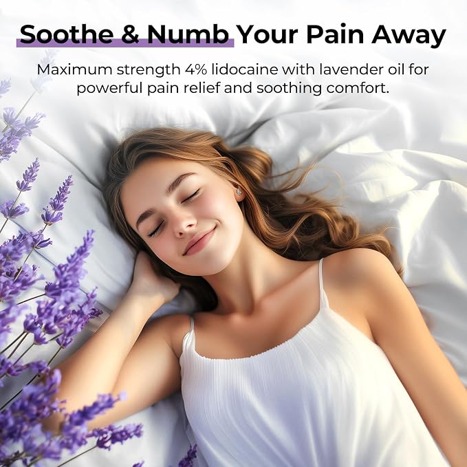 AUVON Max Strength Lidocaine Pain Relief Roll-On with Lavender Essential Oil, No Mess Applicator, Quick Absorbing to Numb & Soothe Pain Relief for Knees, Shoulders, 2.5 Oz, 2 Packs
