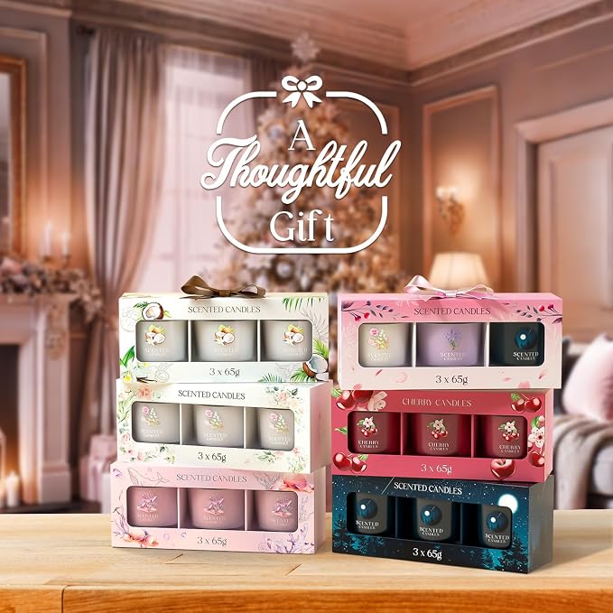 CHILLFLAME Scented Candles Gifts for Women, Candle Gift Set for Her, 6 Pink Ocean Candles, Birthday Gifts for Women/Men (Pink, 14 oz)
