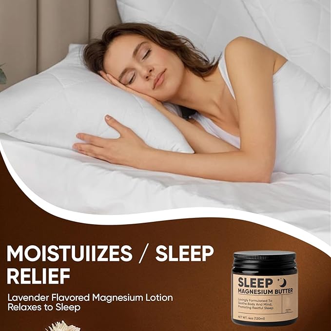 Magnesium Butter for sleep – Magnesium Cream with Shea & Mango Butter, Arnica & Essential Oils for Relaxation – Nighttime MagnesiumLotion for Legs, Arms or Chest(Lavender) (A)