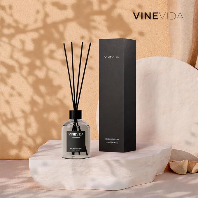 VINEVIDA Reed Diffuser Lemongrass & Ginger | Diffuser Reed for Home & Bathroom | Long-Lasting Scent Sticks Set | Oil Stick Diffuser | Bathroom Scent